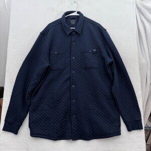 LL Bean Quilt Sweatshirt Mens XL Tall Bleu Snap Shacket Pocket Traditional Fit